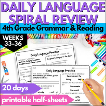 Preview of Daily Language Review - 4th Grade Morning Work - Spiral Review Bell Work 33-36
