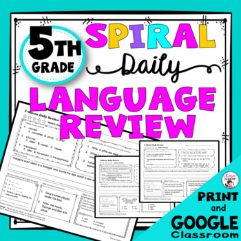 Preview of 5th Grade Daily Language Review Warm Up and Homework - Distance Learning