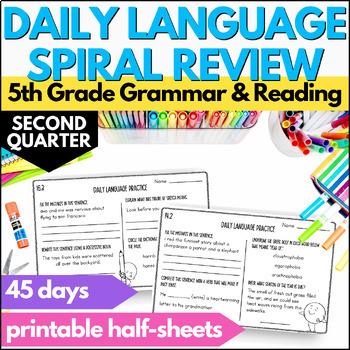 Preview of Daily Language Review - 5th Grade Morning Work - Spiral Review Bell Work -Qtr. 2