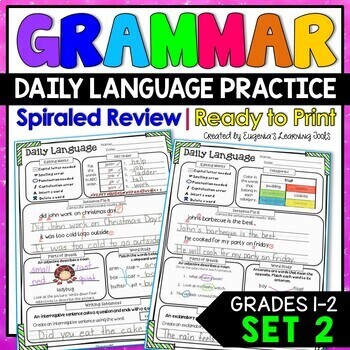 Preview of Daily Language Spiraled Practice Grammar Review Worksheets Set 2