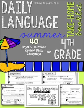 Preview of Daily Language Summer Take-Home Booklet Fourth Grade