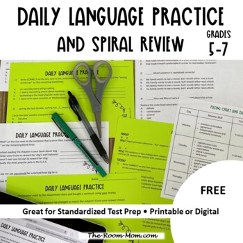 Preview of Daily Language Spiral Review and Test Prep (freebie)