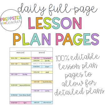 Preview of Editable Daily Lesson Plan Template (Binder, Happy Planner, or Spiral Bound)
