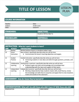 Preview of Daily Lesson Plan Template