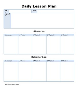 Daily Lesson Plan Template (Editable) by Timothy Crosby | TpT