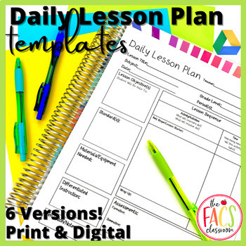 Preview of Editable Daily Lesson Plan Template  | Print or Google Slide