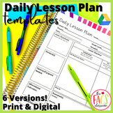Editable Daily Lesson Plan Template  | Print or Google Slide