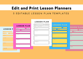 Daily Lesson Plan Templates - Editable and Printable!