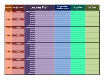Preview of Daily Lesson Planner- The Burgoyne Model
