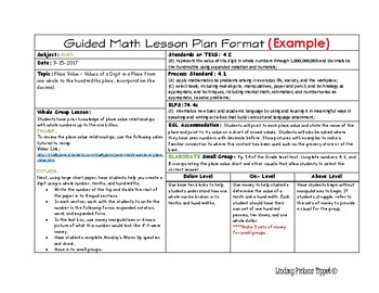 Preview of Daily Lesson Planning Template (Horizontal) Example