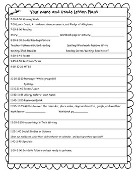 Preview of Daily Lesson plan format
