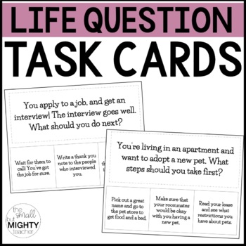 Preview of Daily Lessons / Daily Question Task Cards / Life Skills Task Cards