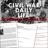 Daily Life During the Civil War Reading Worksheets and Ans
