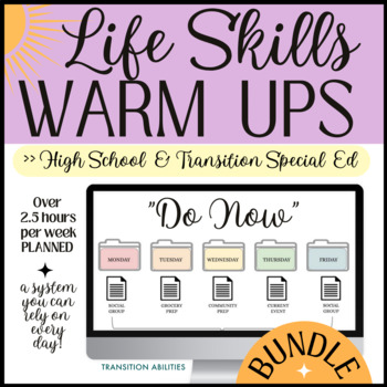 Preview of Daily Life Skills Warmup BUNDLE | SPED Classroom | Editable | Back to School