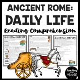 Daily Life in Ancient Rome Reading Comprehension Worksheet Romans