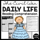 Daily Life in the Civil War Reading Comprehension Worksheet