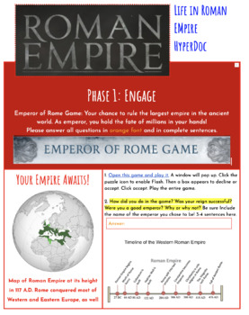 Preview of Daily Life in the Roman Empire HyperDoc 6th or 7th grade history