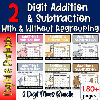 Preview of Daily Literacy Math Morning Work, 2-Digit Addition & Subtraction With Regrouping