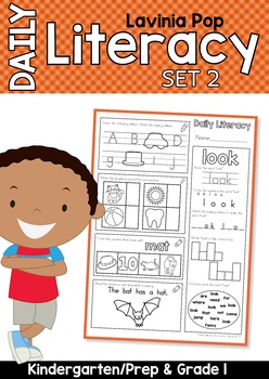 Preview of Daily Literacy 2 Morning Work | Sight Words, Beginning Sounds, Rhyming