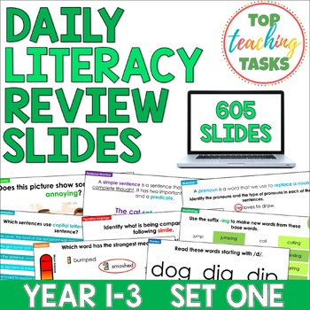Preview of Daily Literacy Review For Year 1-3 | Daily Grammar Practice | Spiral Review