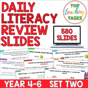 Preview of Daily Literacy Review For Year 4-6 Set 2 | Daily Grammar Practice Spiral Review