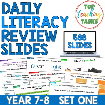 Preview of Daily Literacy Review For Year 7-8 | Daily Grammar Practice | Spiral Review