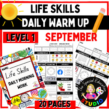 Preview of Daily Living skills Worksheets Special Education Activities September level 1