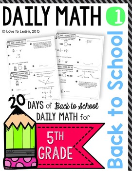 Preview of Daily Math 1 (Back to School) Fifth Grade