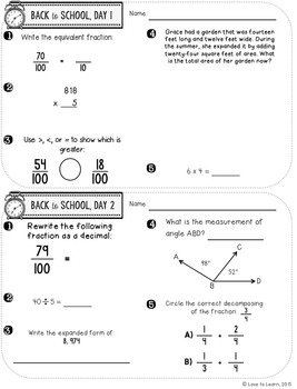 daily math homework 5th grade