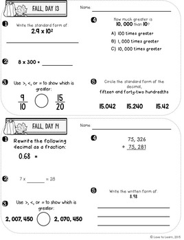 daily math practice 5th grade