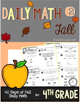 Preview of Daily Math 2 (Fall) Fourth Grade