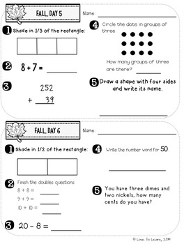 Daily Math 2 (Fall) Third Grade by Love to Learn and Teach | TpT