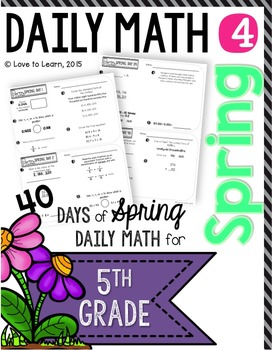 Preview of Daily Math 4 (Spring) Fifth Grade