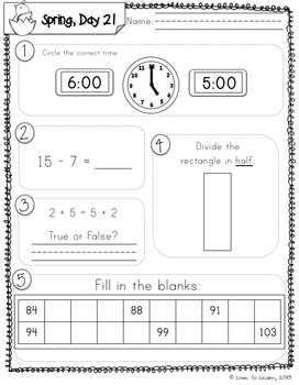 Daily Math 4 (Spring) First Grade by Love to Learn and Teach | TPT