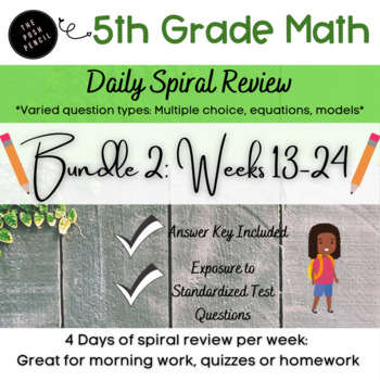 Preview of 5th Grade Spiral Math Review- Bundle 2 *12 Weeks of Work*