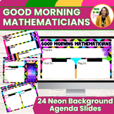 Daily Math Agenda Google Slides with Mathematician Neon Fu