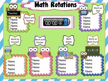 Preview of Daily Math Assignments Owl Themed Interactive Rotations for SmartBoard