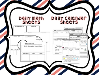 Preview of Math:  Daily Math & Calendar Sheets- Digital Resource