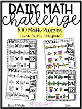 Preview of Daily Math Challenge {Math Puzzles, Multiplication, Mental Math}