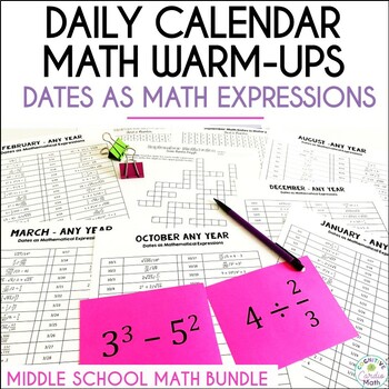 Preview of Calendar Worksheets and Numbers With Math Dates, Math Puzzles Middle School Math