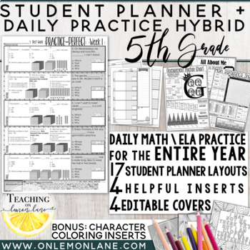 Preview of 5th grade Bell Ringer Daily Math & Language Grammar Spiral Review ENTIRE YEAR