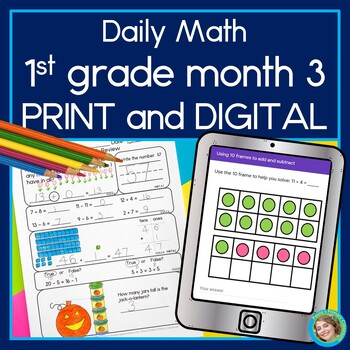 Preview of 1st Grade Daily Math Spiral Review Warm Up Morning Work Print & Digital November