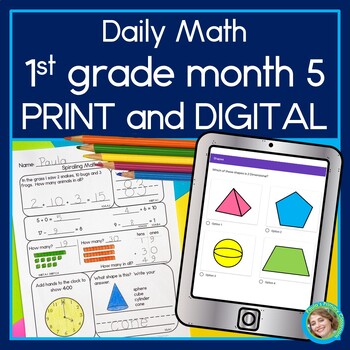 Preview of 1st Grade Daily Math Spiral Review Warm Up Morning Work Print & Digital January