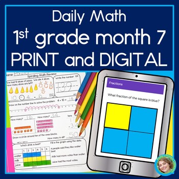 Preview of 1st Grade Daily Math Spiral Review Warm Up Morning Work Print & Digital March