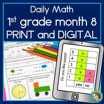 Preview of 1st Grade Daily Math Spiral Review Warm Up Morning Work Print & Digital April