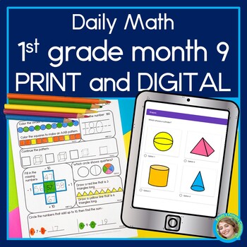 Preview of 1st Grade Daily Math Spiral Review Warm Up Morning Work Print & Digital May EOY