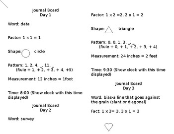 Preview of Daily Math Journal Board