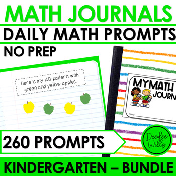 Preview of Kindergarten Math Journal Prompts - Math Word Problems and Story Problems