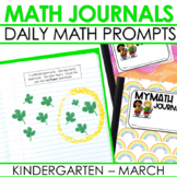Kindergarten Math Journal Prompts | March and St Patricks Day