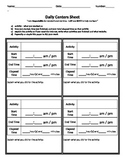 Daily Math Literacy Centers Accountability Sheet with Rubric